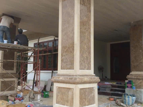 THI CÔNG ỐP ĐÁ HOA CƯƠNG MẶT TIỀN CÔNG TRÌNH